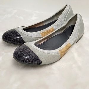 JA VIE FLATS Size 38   US7.5 SILVERBlackgold